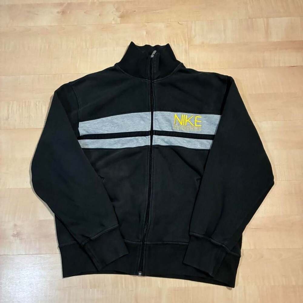 Nike Athletics Zip Up Track Jacket Size L Black Grey Y2K Vintage